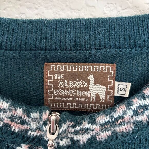The Alpaca Connection Handmade Alpaca Teal Sweater Sz S - Picture 3 of 11